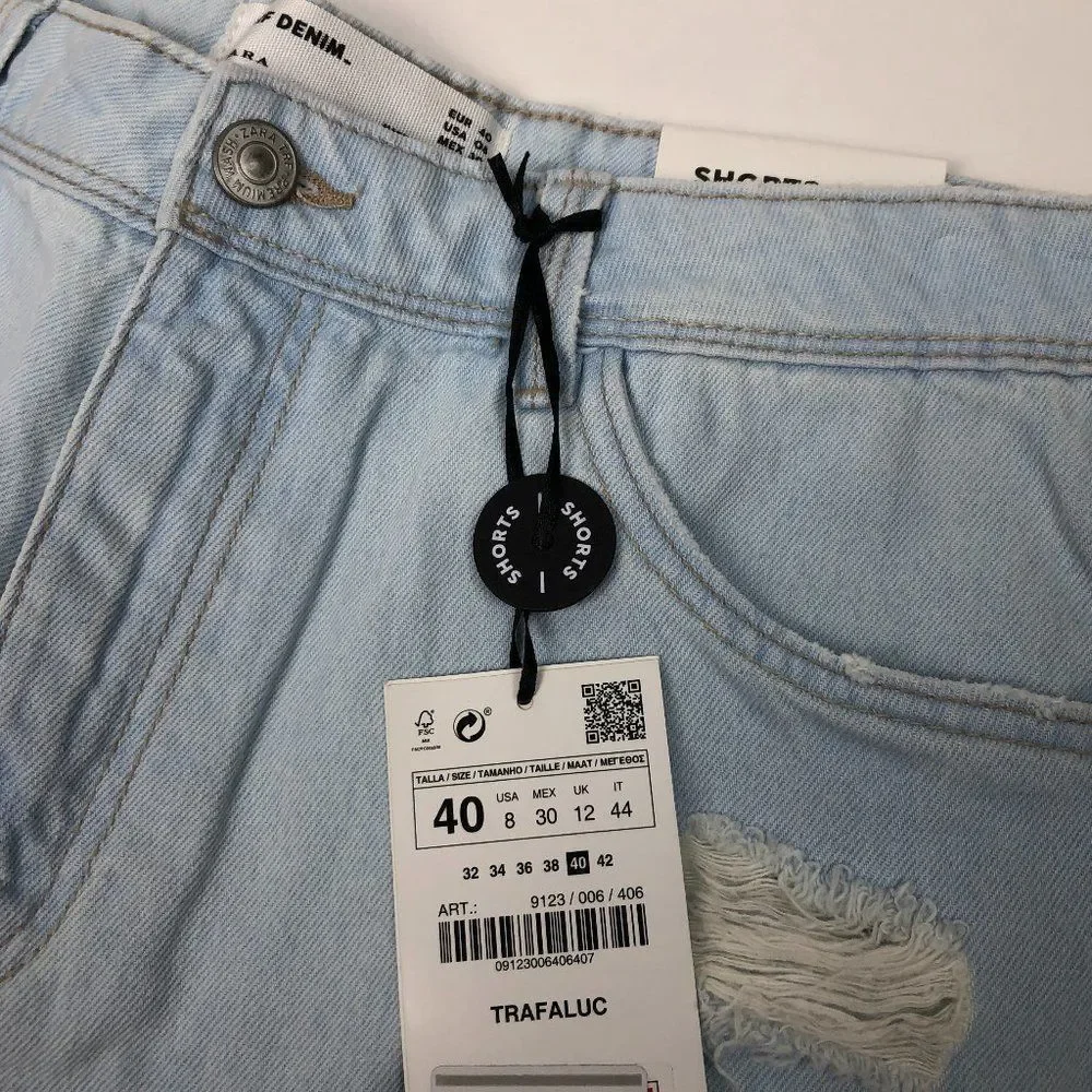 ZARA HIGH WAISTED DENIM SHORT SHORTS - Picture 3 of 5